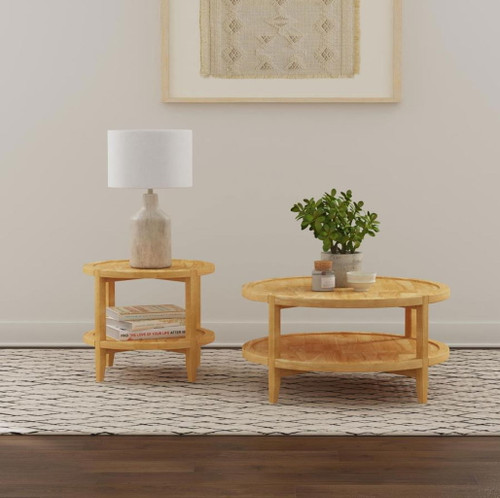 Camillo - 2 Piece Round Coffee And End Table Set - Maple