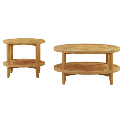 Camillo - 2 Piece Round Coffee And End Table Set - Maple