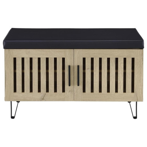 Brixton - 2-Door Padded Entryway Shoe Storage Bench - White Oak