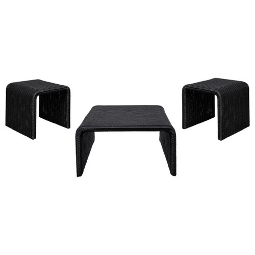 Cahya - 3 Piece Rattan Coffee And End Table Set - Black
