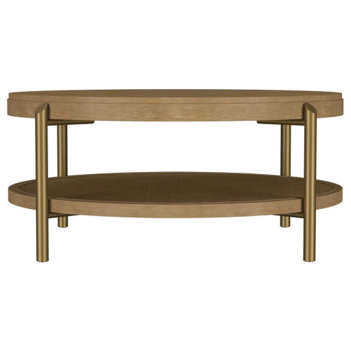 Arini - Round Coffee Table With Storage Shelf - Sand Wash