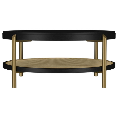 Arini - Round Coffee Table With Storage Shelf - Black