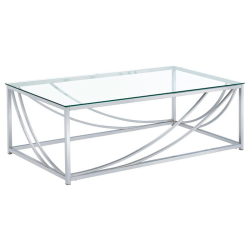 Lille - 3 Piece Glass Top Coffee End Sofa Table Set - Chrome