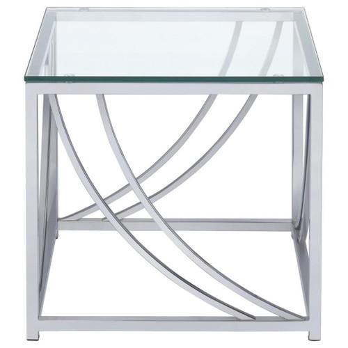 Lille - 2 Piece Glass Top Coffee And End Table Set - Chrome