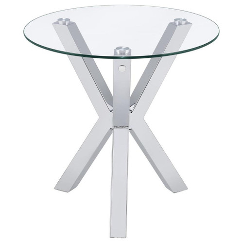 Kenzie - Round Tempered Glass Top End Side Table - Chrome