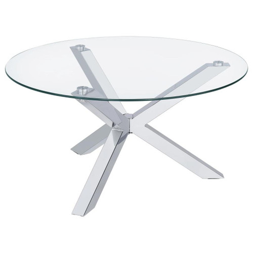 Kenzie - Round Tempered Glass Top Cocktail Coffee Table - Chrome