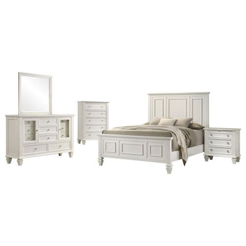 Sandy Beach - 5 Piece California King Bedroom Set - White