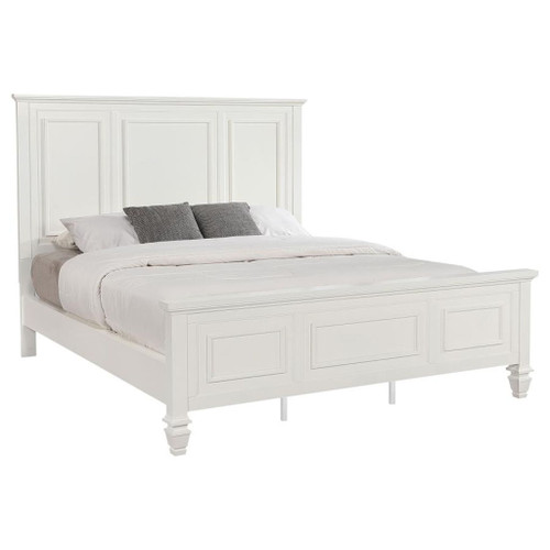 Sandy Beach - California King Panel Bed - Cream White