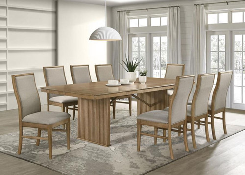 Adina - 9 Piece Extension Dining Set - Distressed Light Brown