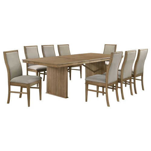 Adina - 9 Piece Extension Dining Set - Distressed Light Brown