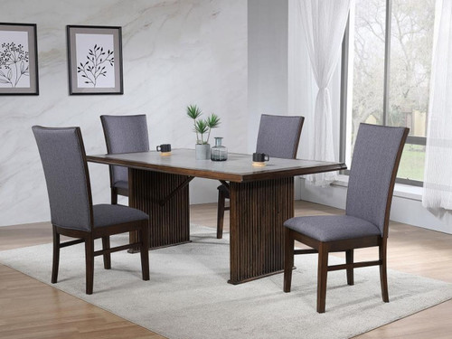 Sherwood - 5 Piece Rectangular Dining Table Set - Brown / Dark Gray