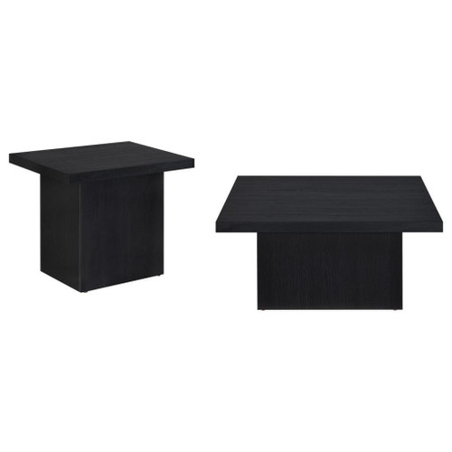 Devar - 2 Piece Square Cocktail Coffee End Table Set - Black