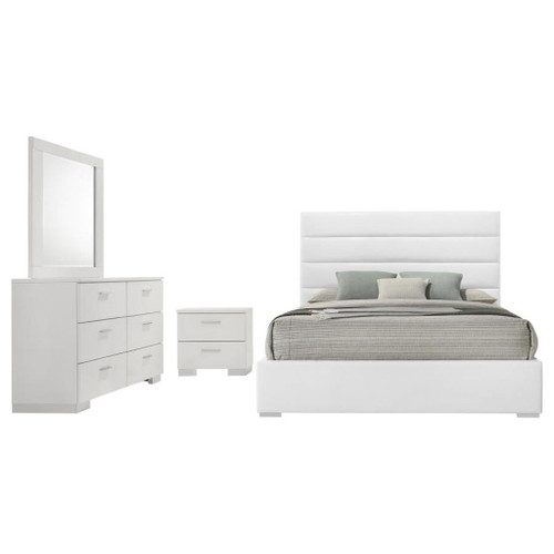 Felicity - 4 Piece Eastern King Bedroom Set - White High Gloss
