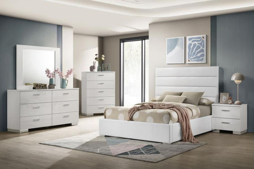 Felicity - 5 Piece Full Bedroom Set - White High Gloss