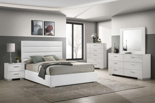 Felicity - 5 Piece California King Bedroom Set - White High Gloss