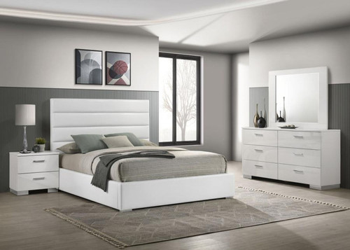 Felicity - 4 Piece Queen Bedroom Set - White High Gloss