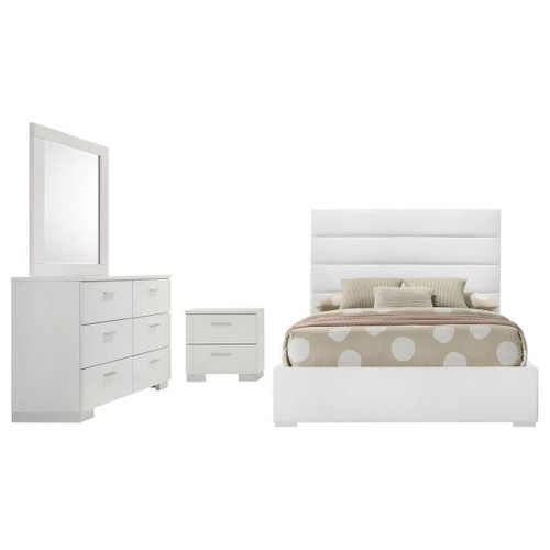 Felicity - 4 Piece Full Bedroom Set - White High Gloss