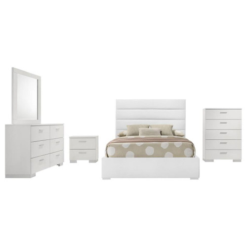 Felicity - 5 Piece Twin Bedroom Set - White High Gloss