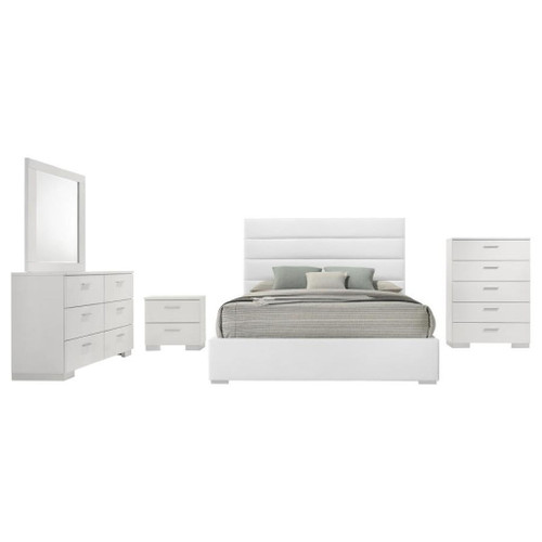 Felicity - 5 Piece Queen Bedroom Set - White High Gloss