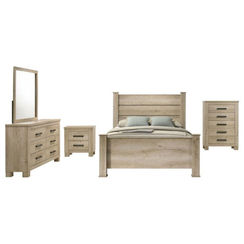 Oakglen - 5 Piece Eastern King Bedroom Set - Weathered Oak