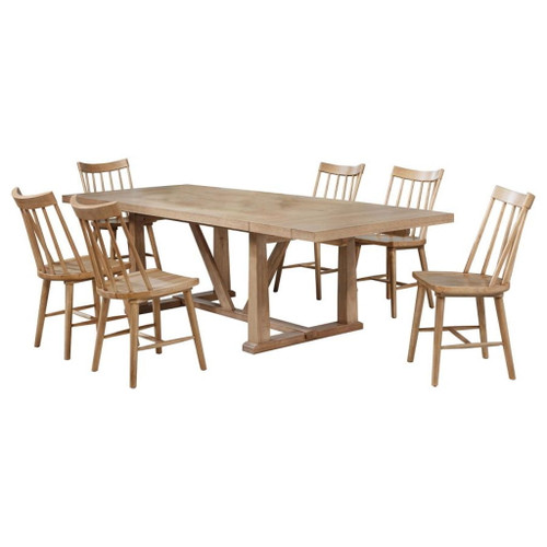 Middleton - 7 Piece Extension Leaf Dining Set Natural - Brown
