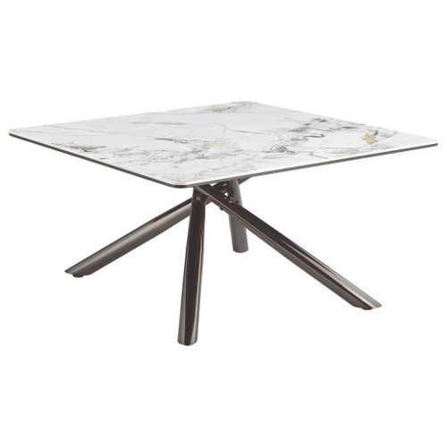 Carvell - Square Sintered Stone Top Coffee Table - Mirage White