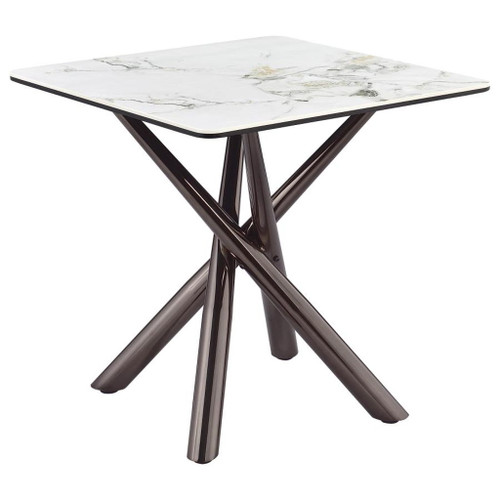Carvell - Square Sintered Stone End Side Table - Mirage White