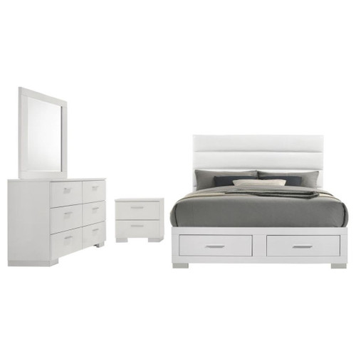 Felicity - 4 Piece Queen Platform Bedroom Set - White
