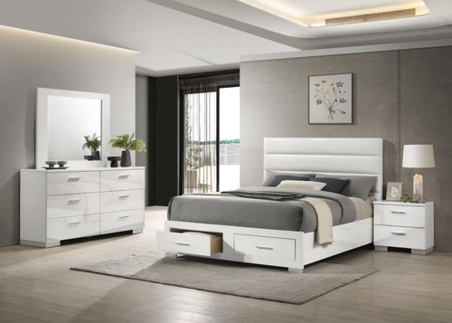 Felicity - 4 Piece California King Platform Bedroom Set - White