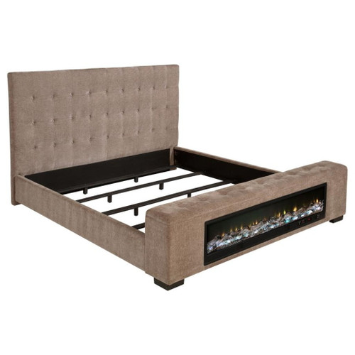 Senna - Upholstered Queen Audio Flame Visualizer Bed - Brown