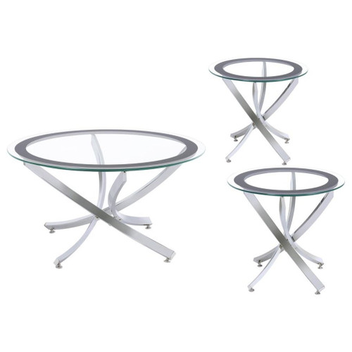 Brooke - 3 Piece Round Coffee And End Table Set - Chrome