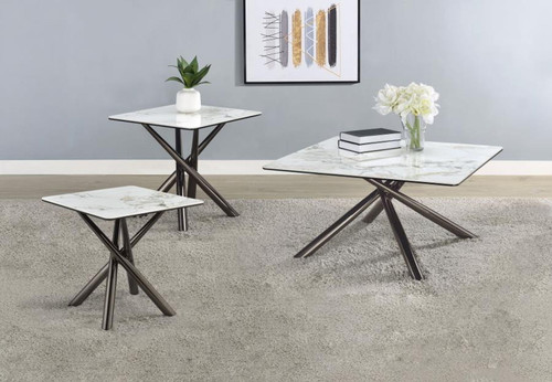 Carvell - 3 Piece Square Coffee And End Table Set - Mirage White