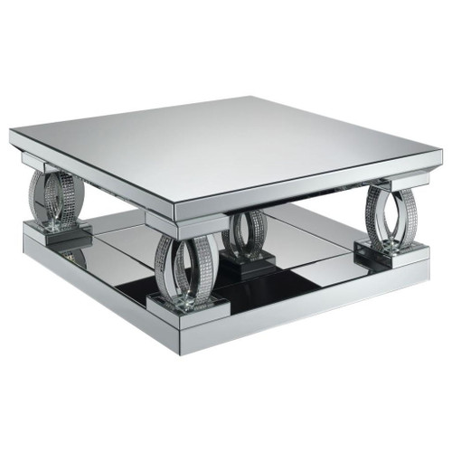 Amalia - 2 Piece Mirrored Coffee And End Table Set - Silver