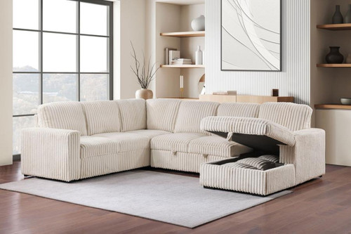 Devonshire - Sleeper Sectional Sofa Storage Chaise - Camel