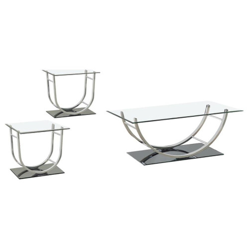 Danville - 3 Piece Glass Top Coffee And End Table Set - Chrome