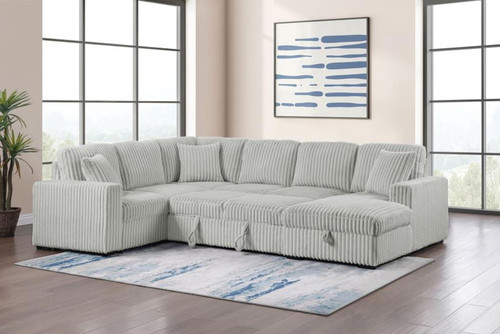 Devonshire - Sleeper Sectional Sofa Storage Chaise - Gray