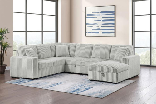 Devonshire - Sleeper Sectional Sofa Storage Chaise - Gray