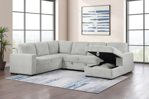 Devonshire - Sleeper Sectional Sofa Storage Chaise - Gray