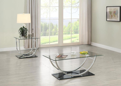 Danville - 2 Piece Glass Top Coffee And End Table Set - Chrome