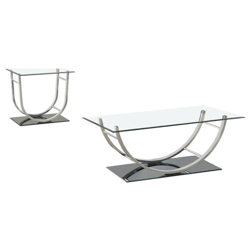 Danville - 2 Piece Glass Top Coffee And End Table Set - Chrome