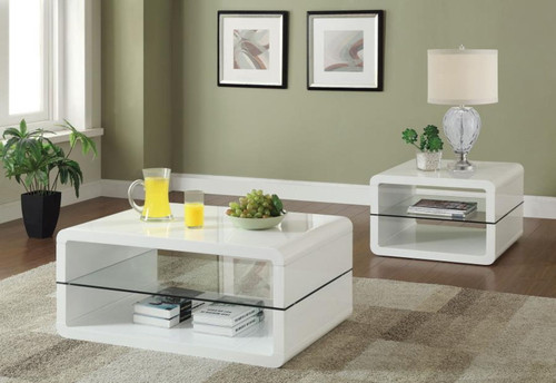 Elana - 2 Piece Coffee And End Table Set - White High Gloss