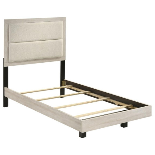 Trenton - Wood Twin Panel Bed - Rustic Cream
