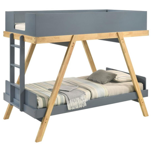 Frankie - Twin Over Twin Bunk Bed With 7" Mattresses - Blue