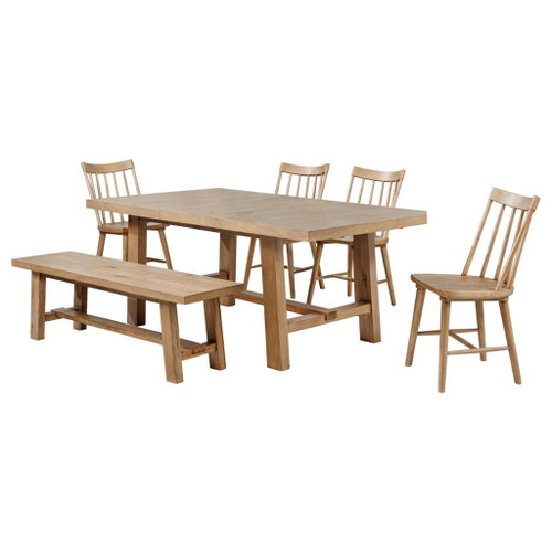 Middleton - 6 Piece Extension Leaf Dining Set Natural - Brown