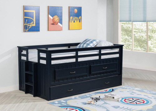 Carlsbad - Wood Twin Captains Bed With Trundle - Navy Blue