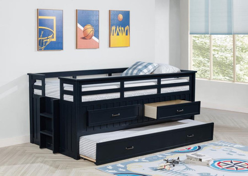 Carlsbad - Wood Twin Captains Bed With Trundle - Navy Blue