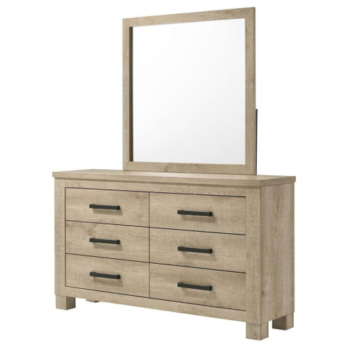 Oakglen - 6-Drawer Bedroom Dresser And Mirror - Weathered Oak