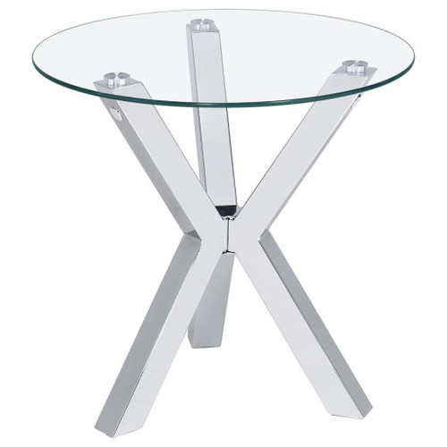 Kenzie - 3 Piece Round Coffee And End Table Set - Chrome