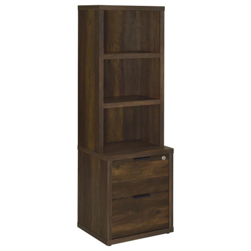 Westpark - 3-Shelf Bookcase USB And Lockable Drawer - Dark Pine