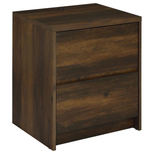 Westpark - 2-Drawer Nightstand LED Lights And USB - Dark Pine